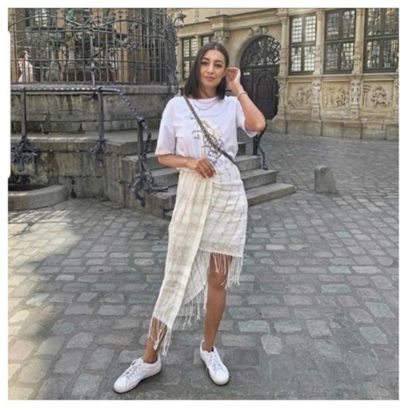 Zara Dresses & Skirts - Zara Linen Wrap Asymmetric Fringe Skirt